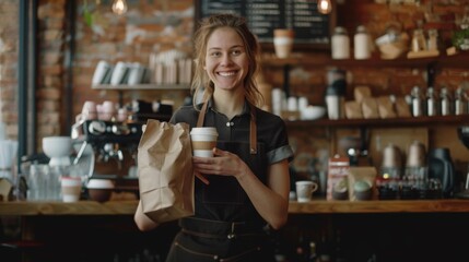 Smiling Barista with Orders