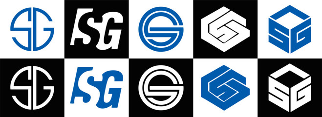 SG logo. S G design. White SG letter. SG, S G letter logo design. Initial letter SG linked circle uppercase monogram logo. S G letter logo vector design.