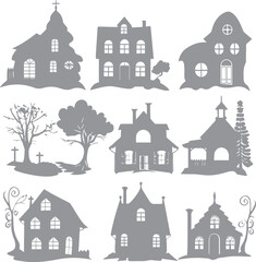 House icons set on white background 