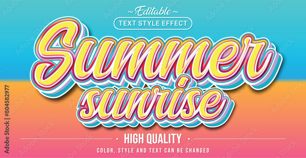 Poster editable text style effect - summer sunrise text style theme.