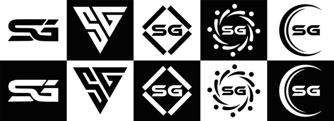 SG logo. S G design. White SG letter. SG, S G letter logo design. Initial letter SG linked circle uppercase monogram logo. S G letter logo vector design.