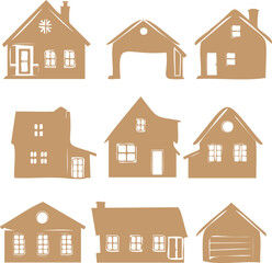 House icons set on white background 