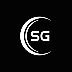 SG logo. S G design. White SG letter. SG, S G letter logo design. Initial letter SG linked circle uppercase monogram logo. S G letter logo vector design.