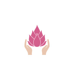 Hand Holding Lotus icon isolated on white background