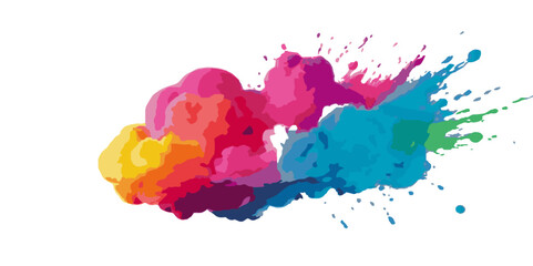 Vector colorful vibrant rainbow, smoke and cloud holi paint color powder explosion with bright colors isolated  on transparent background. Multicolored explosion of rainbow powder paint holi festival 