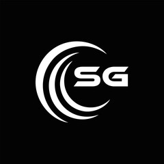 SG logo. S G design. White SG letter. SG, S G letter logo design. Initial letter SG linked circle uppercase monogram logo. S G letter logo vector design.
