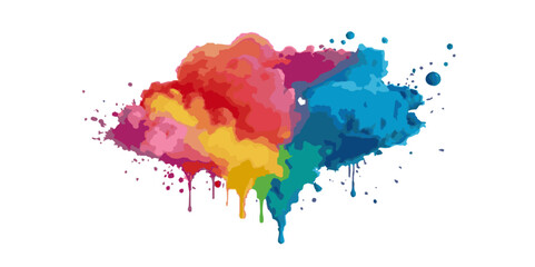 Vector colorful vibrant rainbow, smoke and cloud holi paint color powder explosion with bright colors isolated  on transparent background. Multicolored explosion of rainbow powder paint holi festival 