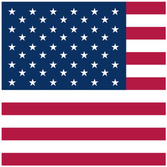 Naklejka premium Square shaped US flag isolated on white or a transparent background, Flag of the USA