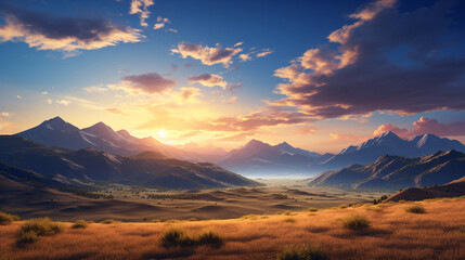 sunset in the mountains