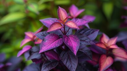 Explore the lush beauty of nature with an image showcasing the vibrant foliage of Tradescantia pallida, also known as Purple Heart or Purple Queen. Let the deep, rich hues of the plant's foliage