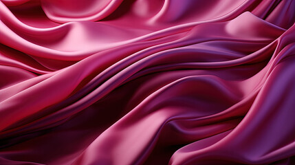 Fluttering Magenta Color Fabric Heavenly in Space With Delicate Folds on Blurry Background
