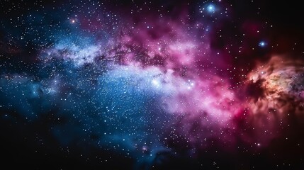 Naklejka premium Vibrant spiral nebula displays radiant colors against a stunning cosmic background