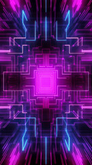 Futuristic technology abstract glowing background with lines for network, big data, data center, server, internet, speed. Abstract neon lights in technology tunnel.