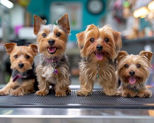 At a bustling pet grooming salon, a range of pets are pampered, emphasizing the techniques employed and the end results.