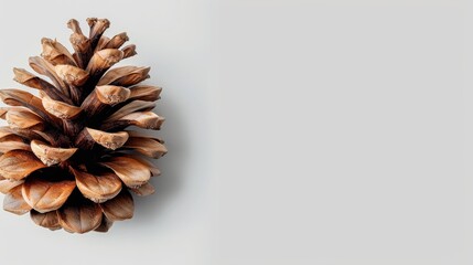   A clear shot of a pine cone against a pristine white backdrop, ideal for superimposing text or another pine cone image - obrazy, fototapety, plakaty