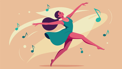 A dancer moving with grace and fluidity lost in the music and lost in their own creative world.. Vector illustration