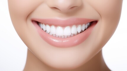 Obraz premium white teeth with smile isolated on white background