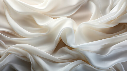Obraz premium Beautifully Fluttering White Color Fabric in Space With Delicate Folds on Blurry Background