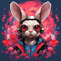 Cat in a hooded jacket with a hood. Vector illustration.
