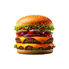 Big hamburger isolated on transparent background