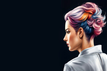 woman with hair styling and coloring concept