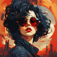 Cute in the moonlight. Vector illustration.