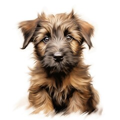 Briard dog. Puppy dog. Berger de Brie clipart. Watercolor illustration. Generative AI. Detailed illustration.