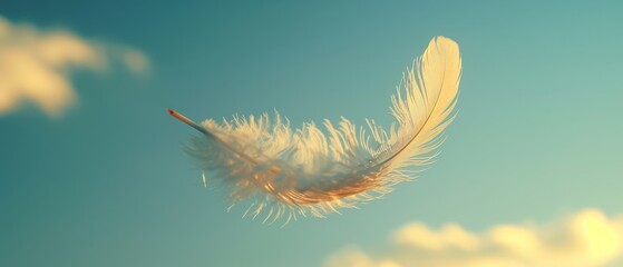 A single feather floating through the air
