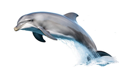 Energetic Dolphin Jump Isolated On Transparent Background PNG.
