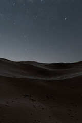 View to peaceful sand dunes at night. 3D Rendering