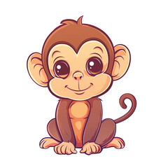 Fototapeta premium Happy little monkey cartoon character