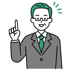 アイデアをひらめく年配のスーツの男性