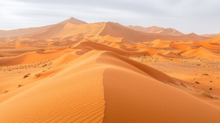 Fototapeta na wymiar A desert landscape with a large amount of sand dunes, AI