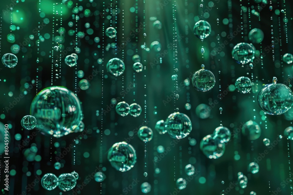 Poster A bunch of bubbles floating in the air. Suitable for various creative projects