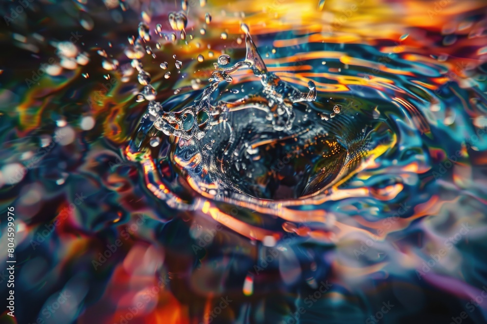 Poster A detailed view of a single water drop in a pool. Suitable for various water-themed projects