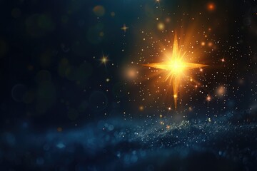 Obraz premium A vibrant star shining in the dark night sky. Ideal for astronomy or inspirational concepts
