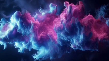 A colorful cloud of smoke with a blue and pink hue