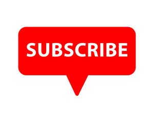 subscribe banner in red and white, isolated on a transparent background.