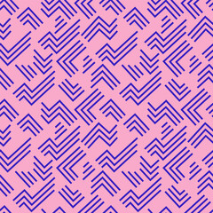 Fun pink line doodle seamless pattern