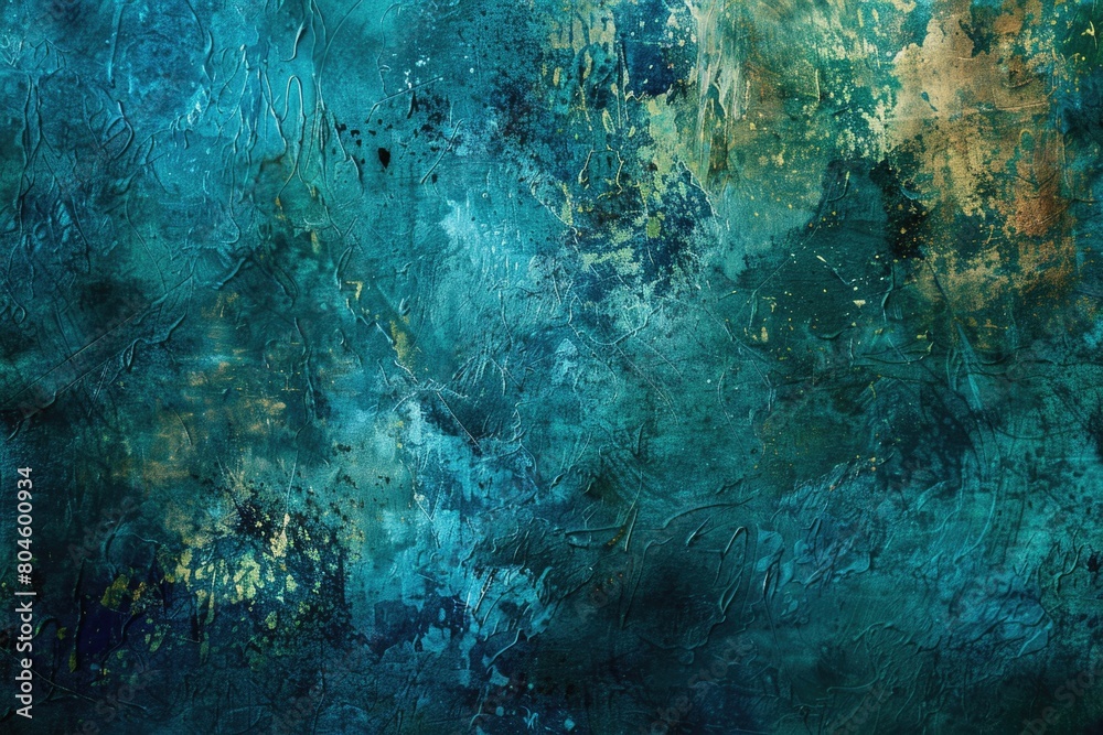 Poster Vibrant colors of blue and green on canvas, perfect for adding a pop of color to any space