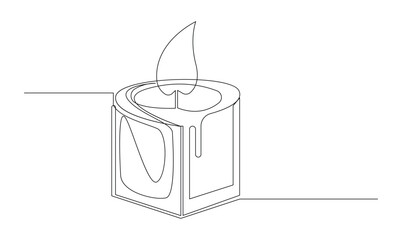 Vector continuous one simple single abstract line drawing of candle light isolated on a white background