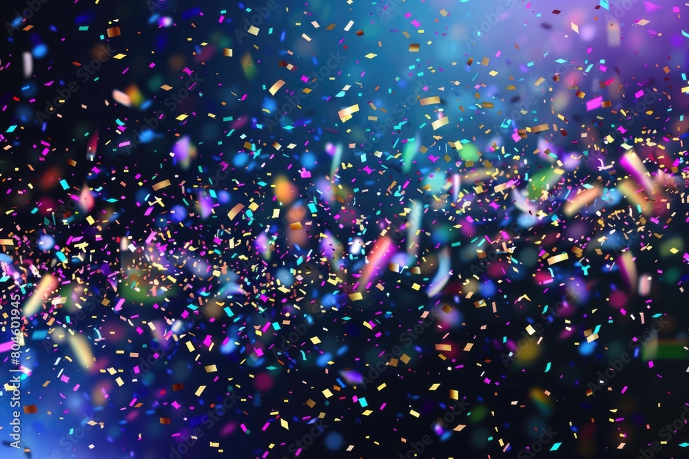 Poster colorful confetti falling from the sky, perfect for party and event concepts