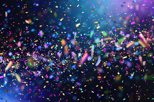 Colorful confetti falling from the sky, perfect for party and event concepts