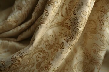 classic brown floral motif curtain fabric background