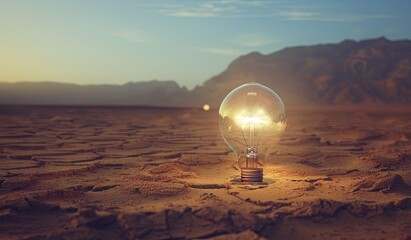 Light bulb in desert