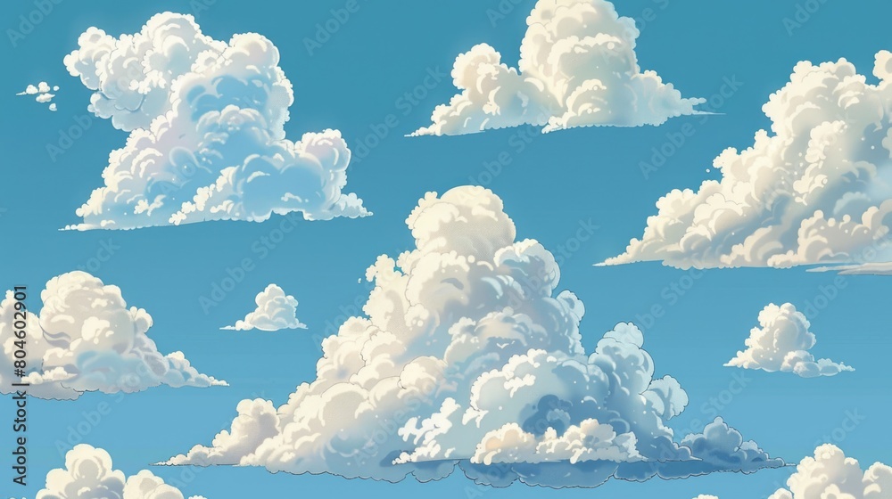 Poster A beautiful image of fluffy clouds in the sky, perfect for various design projects