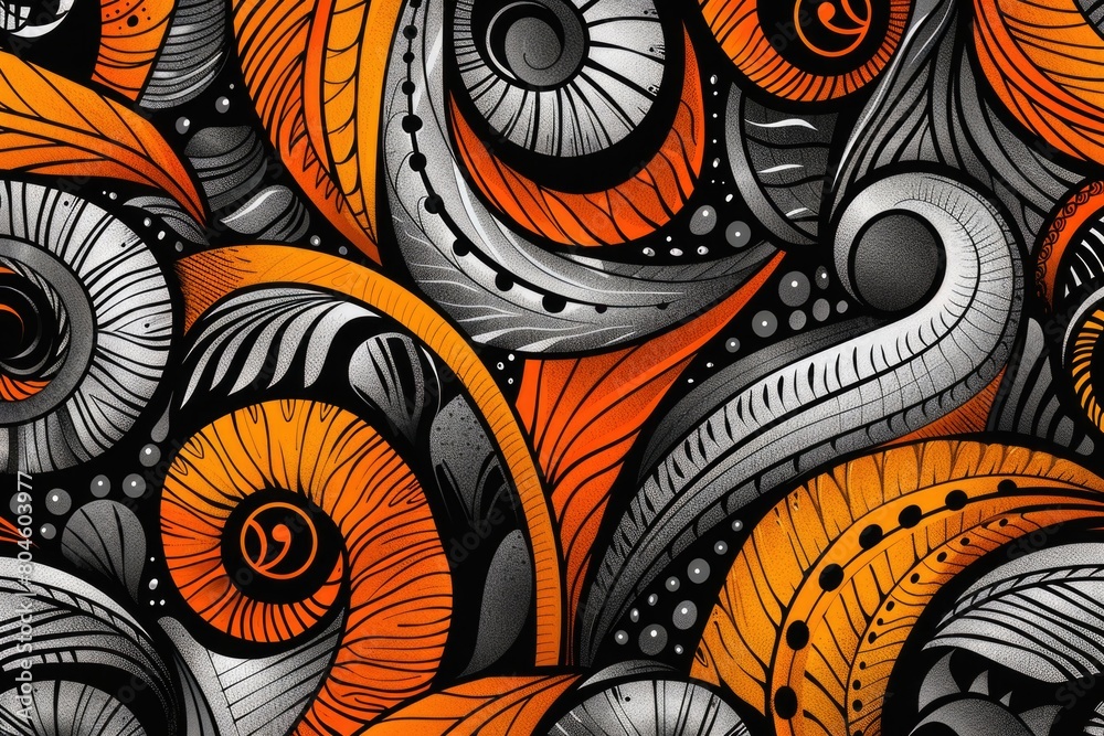 Aufkleber abstract pattern of orange and grey swirls, suitable for various design projects