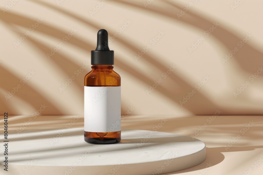 Aufkleber a bottle of liquid placed on a table, suitable for various concepts