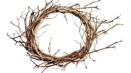 Close up of a wreath made of twigs. Perfect for rustic decor - Powered by Adobe