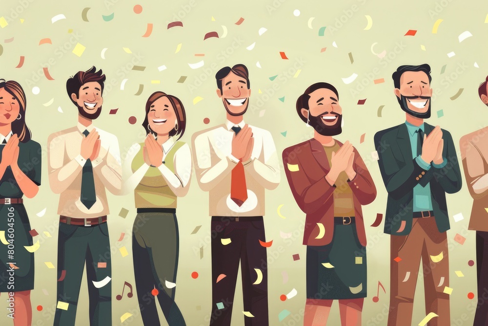 Poster A diverse group of people standing side by side. Suitable for team building and diversity concepts